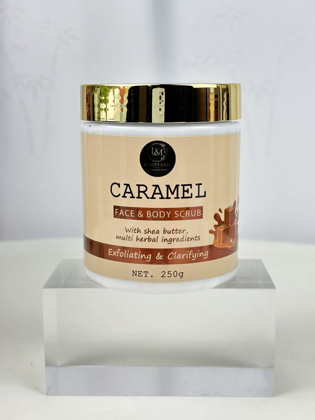 L&M Beauty Care Caramel Face & Body Scrub – Exfoliating & Clarifying | 250g