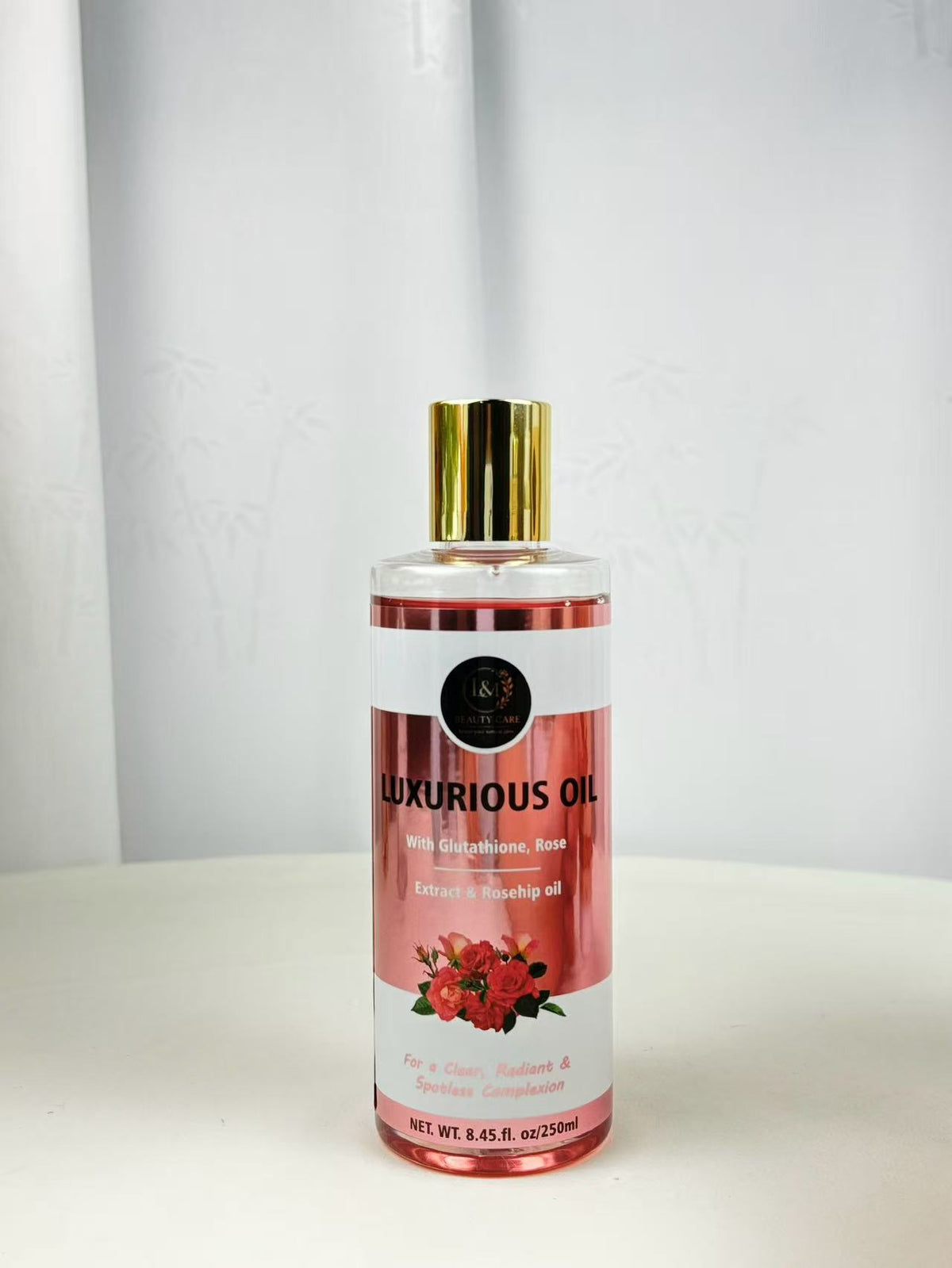 Huile luxueuse L&amp;M Beauty Care – Au glutathion, à l'extrait de rose et à l'huile de rose musquée | 250 ml